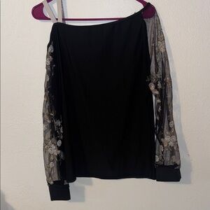 Elegant Black Sheer Sleeve Top